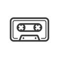 simple vector line art icon of old school music cassette