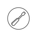 Simple vector line art icon of screwdriver in a round frame Royalty Free Stock Photo