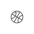 Simple vector line art outline basketball ball icon