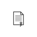 Simple vector line art outline icon of the honorary document