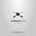 Simple vector logo of two arrows pierced an apple Royalty Free Stock Photo