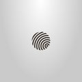Simple vector minimalistic round sign of divergent circles similar to a fingerprint