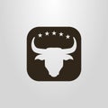 Simple vector negative space pictogram of the bull head under five stars