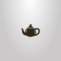 Simple vector outline sign of flat art teapot with handle