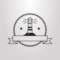 Simple vector pictogram of the lighthouse in the rope circle frame