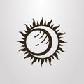 Simple vector symbol of the sun moon and planet eclipse