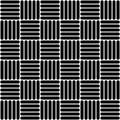 Black and white simple woven geo seamless pattern, vector