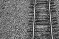 Black and White Single Railroad Train Tracks Royalty Free Stock Photo