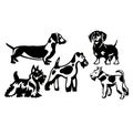 Black and white sketch of a beautiful basset,terrier, buldog, animal dods pattern on a background drawing picture Flat vector