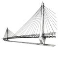 A black and white sketch of a cable-stayed bridge design. The structure features two Royalty Free Stock Photo