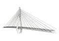 Black and white sketch of a cable-stayed bridge. Features a prominent single pylon supporting Royalty Free Stock Photo