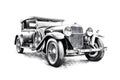 Black and white sketch of classic car, AI-Generated image Royalty Free Stock Photo