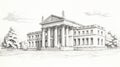 Black And White Sketch Of A Classic Palladian Architecture In Wine Country Italy