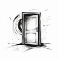 Ink Sketch Of An Open Door A Surreal Journey Into The Psyche Royalty Free Stock Photo