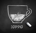 Black and white sketch of Doppio coffee Royalty Free Stock Photo