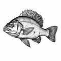 Realistic Black And White Fish Ink Drawing - Salvagepunk Style