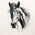 Black And White Sketch Of A Happy Horse Portrait