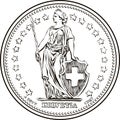 Swiss money one franc silver coin obverse
