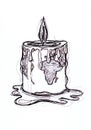 Black and white sketch of planet earth as a candle burning down. Royalty Free Stock Photo