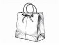 Black and White Sketch of a Simple Rectangular Shopping Bag With Bow Royalty Free Stock Photo
