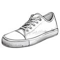 Black and white sketch of tennis shoe