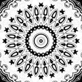 Black and white sketchy illustrated mandala