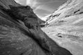 Black and White Slot Canyon Sandstone Abstract Royalty Free Stock Photo