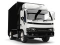 Black and white small box truck - closeup shot Royalty Free Stock Photo