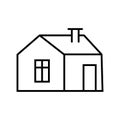Black and white small simple linear icon of a beautiful festive New Year Christmas little house with a chimney Royalty Free Stock Photo