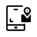 Black and White Smartphone with Map Pointer Icon Illustration Royalty Free Stock Photo