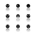 Black and white smiles icons set