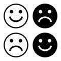 Black and white smiley set. Positive and negative. Vector Royalty Free Stock Photo