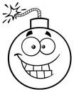 Black And White Smiling Bomb Face Cartoon Mascot Character With Expressions