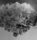 Black and White smoke and colors flow blots. Abstract horizontal long background