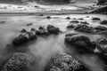 Black and white smooth wave in evening Royalty Free Stock Photo