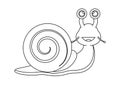 Black and White Snail Cartoon Character Vector Illustration. Coloring Page of a Snail Royalty Free Stock Photo