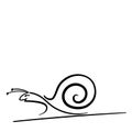 Black and white graceful snail elongated in motion Royalty Free Stock Photo