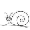 Black and white snail in a hat smiles with a big house Royalty Free Stock Photo
