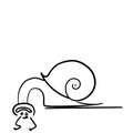 Snail black and white weird funny upside down Royalty Free Stock Photo