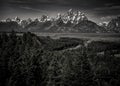 Black and White Snake River Overlook of the Grand Tetons Royalty Free Stock Photo