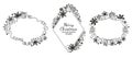 Black-white snow flake frame collection, Christmas Royalty Free Stock Photo