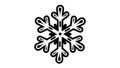Black and white snowflake icon with intricate symmetrical design Royalty Free Stock Photo