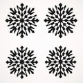 Black And White Snowflake Icons: Graphic Symmetry In Minimalist Stencil Art