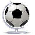 Black and white soccer ball or football and globus