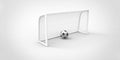 A black and white soccer ball football and a goal post Royalty Free Stock Photo