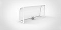 A black and white soccer ball football and a goal post Royalty Free Stock Photo