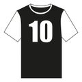Black and white soccer uniform t-shirt.