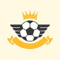 Black And White Soccer Wings And Golden Crown Against Yellow Background With Blank Royalty Free Stock Photo