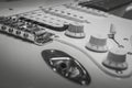 Black white solo electric lead guitar, rock music Royalty Free Stock Photo