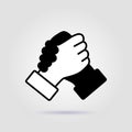 Black white soul brother handshake thumb with a soft shadow Royalty Free Stock Photo